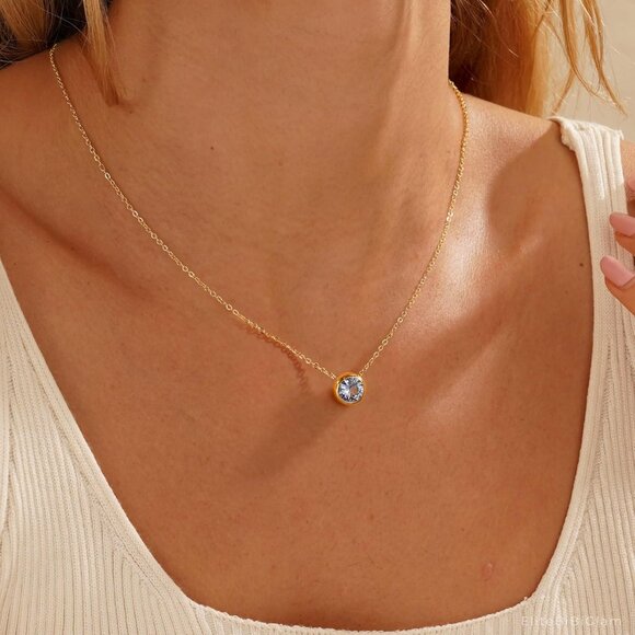 Elegant 14K Gold Plated Birthstone Necklace for Women with Citrine, Adjustable, - Picture 4 of 7
